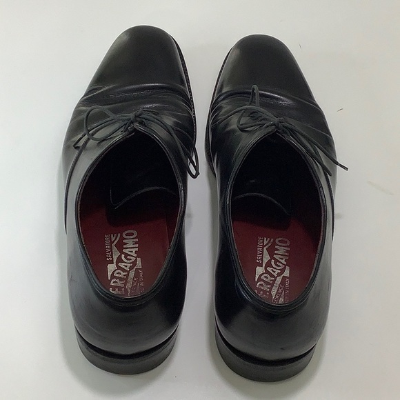 Salvatore Ferragamo black Italian leather lace up Oxfords size 9.5 D EUC - Picture 10 of 16